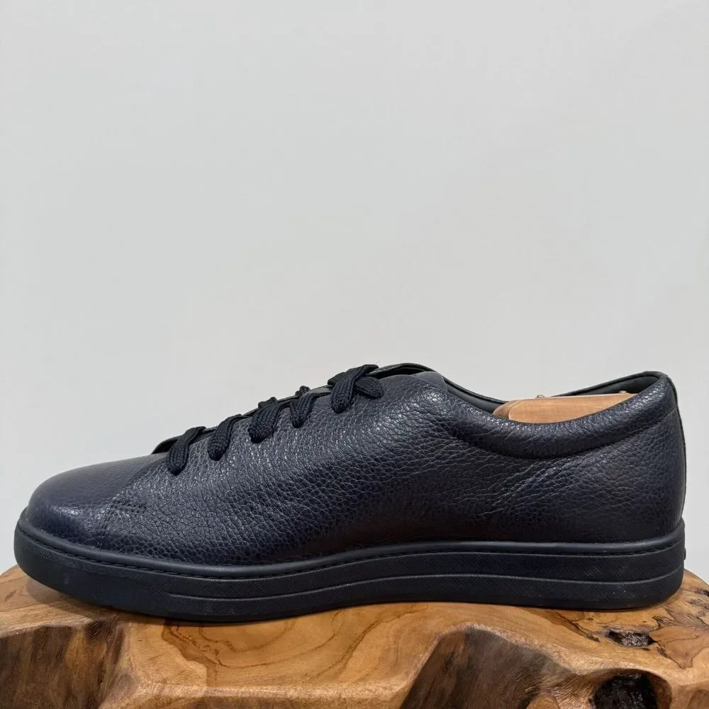 LUXURY PRADA SNEAKERS SHOES BLACK BUFFALO SKIN NAVY BLUE MEN'S 9.5 US 10.5 - Picture 7 of 14